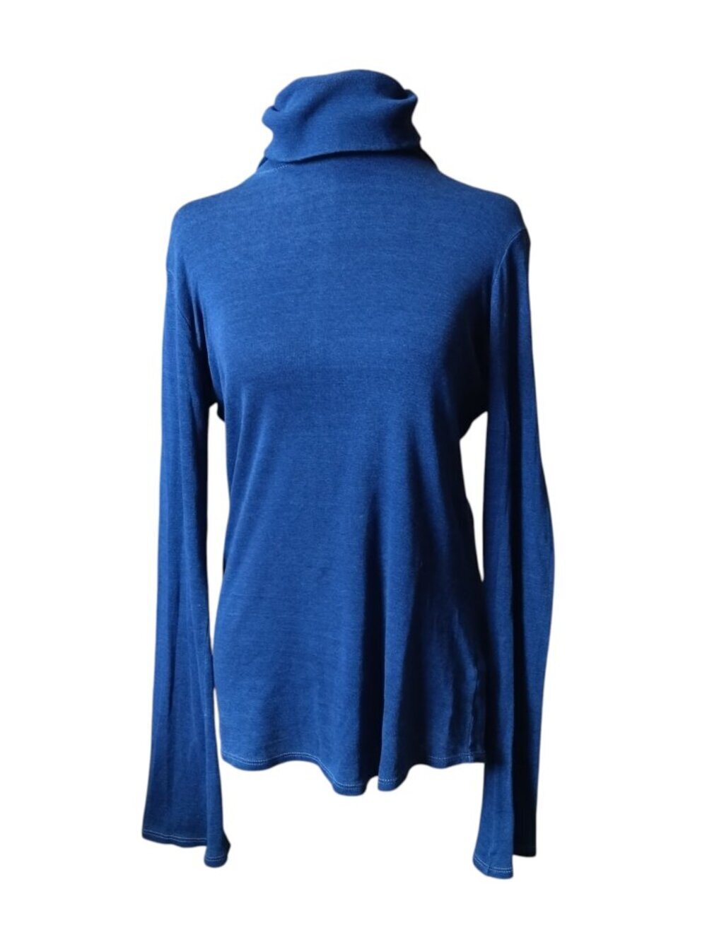 AG Adriano Goldschmied Blue Turtleneck Top Size Medium Flare Long Sleeve Casual